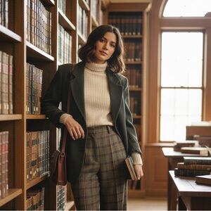 Vintage CASUAL CONNECTION Wool & Cashmere Blazer. Dark Olive. Canadian. Size 14